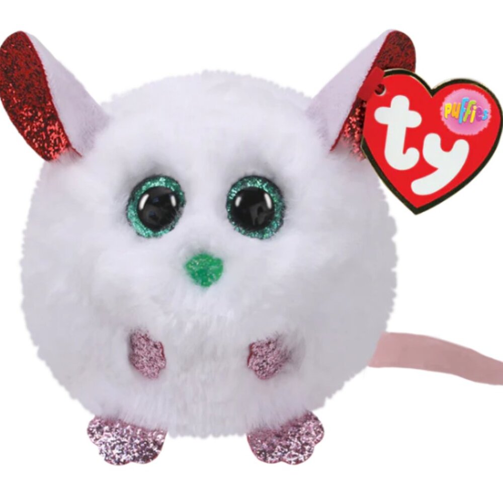 Ty Puffies Brie the Christmas Mouse (4 inch) Plush